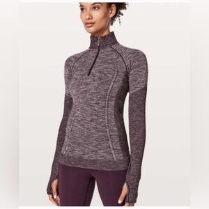 Lululemon Swiftly Tech 1/2 Zip - Heathered Plum / Burgundy - Size 4